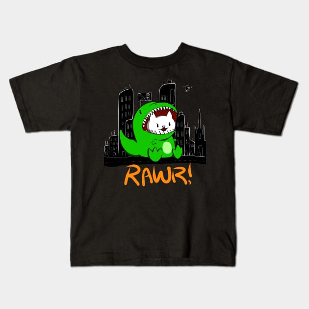 Rawr Cat Kids T-Shirt by tighttee